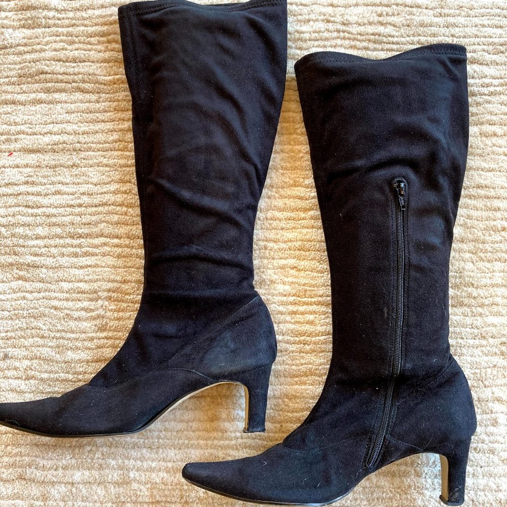 Vaneli Black Micro Suede Knee High Boots, 7.5